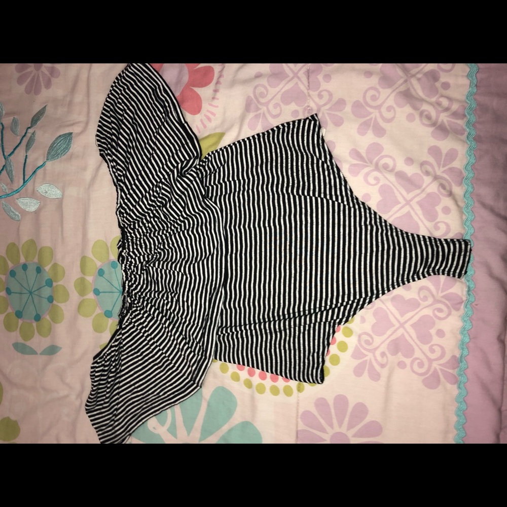 Black stripes off the shoulder bodysuit